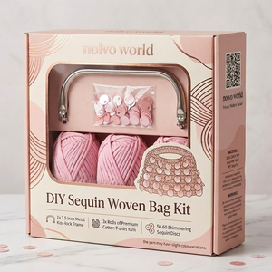 Kit de tricot et crochet DIY pour sac à main à paillettes, sacoche en cuir PU, ensemble de couture pour femmes, style soirée, artisanat - Product Image 4