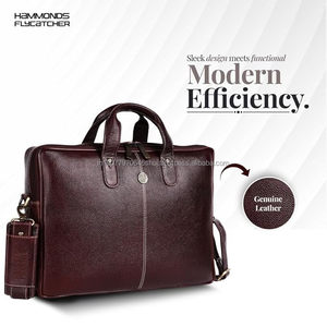 Sac de bureau en cuir véritable pour hommes - Sac pour ordinateur portable de 15,6 pouces pour hommes, pour professionnels, voyageurs d'affaires - Sangles réglables - Product Image 2