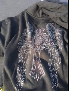 Sweat-shirts et sweats à capuche pour hommes grande taille, délavés à l'acide effet soleil, à épaules tombantes, unis, avec strass, personnalisables - Product Image 5