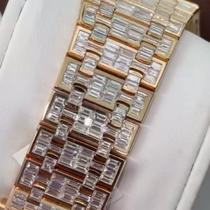 Montre de haute qualité personnalisée, sertie de diamants de laboratoire, en acier inoxydable, de la meilleure qualité, pour hommes - Product Image 5