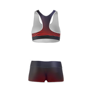 Conjunto de Yoga de 2 Piezas de Tela Inteligente Ligera Personalizada, Top Corto con Cuello Redondo y Pantalones Cortos de Cintura Media, Cintura Elástica, Ropa Deportiva Elástica - Product Image 3