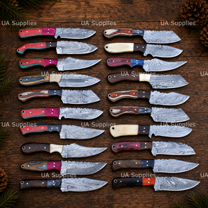 Couteau de chasse artisanal en acier Damas, pointe tombante, lame droite, manche en bois personnalisé, couteaux fixes, étui en cuir, OEM ODM, vente en gros - Product Image 2