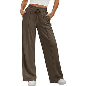 Wholesale <b>Women</b> Flare Jogger Pants Trousers Polyester/Cotton Canvas Eco-Friendly Breathable Soft Baggy Wide Straight Leg Pants - Product Image 3