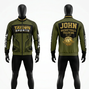 Veste d'entraînement de basketball pour hommes en polaire douce GSM, noire et rouge avec empiècements contrastants, impression par transfert thermique, broderie, logo personnalisé - Product Image 3