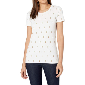 Camiseta de algodón informal de primera calidad para mujer, cuello redondo, cómoda, holgada, ropa de verano - Product Image 3