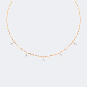 0.95 CTW Pear Prong-Set Dangler Diamond Station <b>Necklace</b> - Product Image 3