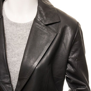 Custom Women's Genuine <b>Leather</b> <b>Blazer</b> Full Sleeve Turn-down Collar Single Button Solid Color Outer Wear - Product Image 5