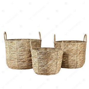 LOOP TONE Large <b>Wicker</b> Laundry <b>Basket</b> Water Hyacinth Cotton <b>Basket</b> Living Room Décor Bathroom Hamper Storage - Product Image 6