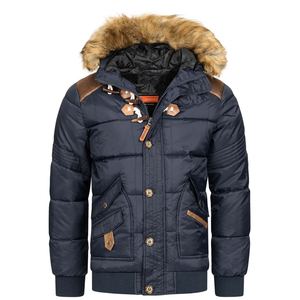 Solid Color Zipper <b>Coat</b> with Cotton Filling Handsome Casual Outwear Plus Size OEM <b>Men's</b> Winter Windproof Parka Jacket - Product Image 1
