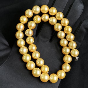 Perles rondes en vrac de perles dorées naturelles des mers du Sud 8-10 mm, haute brillance, pour la fabrication de bijoux, vente en gros de perles des mers du Sud - Product Image 5