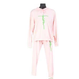 Conjunto de Sudadera con Capucha y Pantalones Deportivos AKA Faith para Mujer, Sudadera con Capucha Rosa, Pantalones Deportivos, Ropa Informal para Estar en Casa, Rosa Verde - Product Image 1