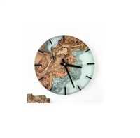Moderne Lebendige Limettengrüne Epoxidharz-Wanduhr mit Naturholzscheiben, Runde Geräuschlose Hängeuhr für Kreative Raumdekoration