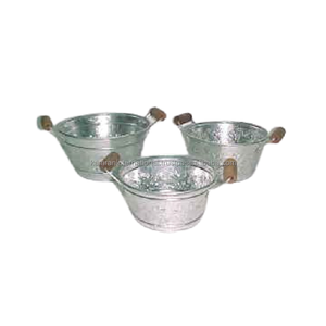 Lot de 3 pots de fleurs en métal avec manche en bois pour restaurant, jardin, accessoires pour pots floraux décoratifs - Product Image 1