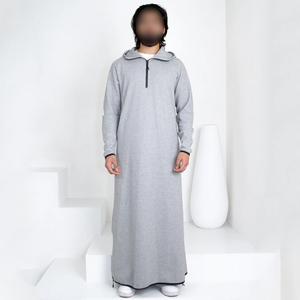 <b>Men</b> Tech <b>Thobe</b> Hoodie Style Muslim Wear Comfortable with Modern Design Traditional Polyester Thobes and Turbans - Product Image 1