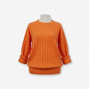 Pulls 100% Acrylique Anti-Plis Col Rond Standard Couleur Unie Tricot Câblé Vietnam - Product Image 1