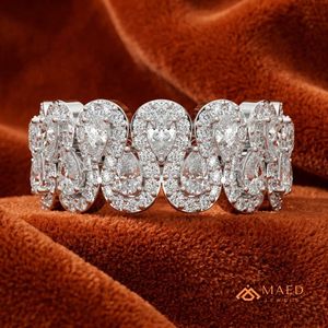Anillo de Compromiso de Moissanita con Corte de Pera, Banda Abierta, Plata de Ley 925, Joyas de Lujo para Boda, Joyería para Mujer - Product Image 4