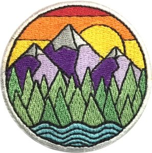 Irregular Shape Embroidered <b>Patch</b> With Mountain Landscape Design <b>Sew</b>-<b>On</b> Fabric Applique For Gifts - Product Image 6