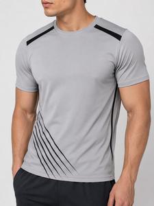 Camiseta Deportiva de Moda para Hombre, Cuello Redondo, Manga Corta, Lisa, de Secado Rápido, Corte Regular, Ecológica, Tejido de Punto Lavado, 100% - Product Image 1