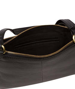Sac bandoulière de poitrine en cuir véritable noir de qualité supérieure avec sangle réglable et multiples poches zippées, personnalisation OEM - Product Image 5