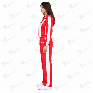 <b>Women</b> Red White Color Block Hooded Windbreaker <b>for</b> <b>women</b> Tracksuit Set Zip Up Jacket Jogger <b>Pants</b> 2 Piece Sportswear - Product Image 4