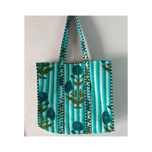 Wooden Block Printed Cotton Fabric Quilted <b>Tote</b> <b>Bag</b> Shopping <b>Bags</b> Sustainable Fashion <b>Bags</b> - Product Image 3