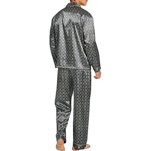 Winter Warm <b>Men</b> Night Suit Long Sleeve Button Front Collar Long Pants <b>Set</b> Drawstring Waist Soft Breathable Home Wear - Product Image 3