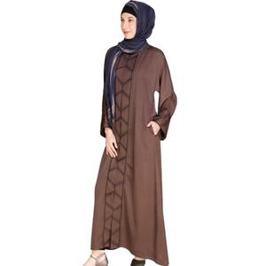 Vente chaude Moderne Décontracté Dubaï Style Abaya Lin Bouton Avant Ouvert Modeste Robe pour les Musulmans Inspiré par la Turquie Style - Product Image 1