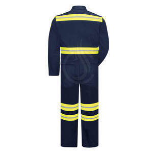 <b>Men's</b> Navy Blue High Visibility Workwear <b>Overalls</b> With Reflective Stripes For Safety Uniforms - Product Image 2