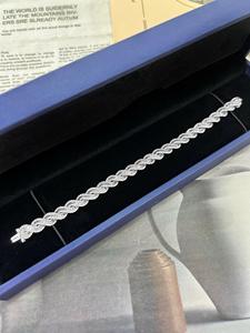 18K Gold Braided Twist Tennis <b>Bangle</b> Bracelet Channel <b>Set</b> Baguette Moissanite GRA Certified Hiphop Style Unisex Wedding - Product Image 2