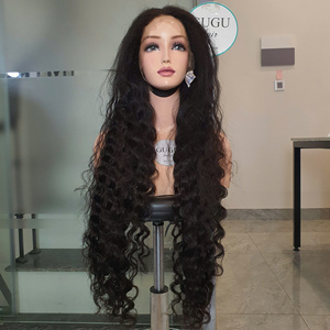 Perruque en cheveux humains vierges naturels lisses et ondulés, avec dentelle transparente 13*4/13*6, sans colle, en dentelle suisse, pour femmes, vente en gros - Product Image 1