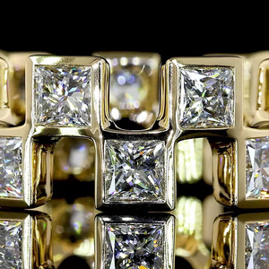 Princess Cut Lab Grown Diamond <b>Rhodium</b> Plated Geometric Eternity Band <b>Ring</b> 10K 14K 18K Gold 925 Silver Anniversary & Wedding - Product Image 2
