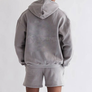Men Pullover <b>Hoodie</b> And Short Set Breathable Fabric Sports Suit For Fitness And Jogging <b>Hoodie</b> Short Set - Product Image 3