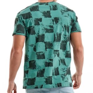 เสื้อยืดฮิปฮอปผู้ชายทรงปกติ แขนปกติ สีเขียวดำ คอโอ ผ้าเจอร์ซีย์ลำลอง ระบายอากาศได้ดี กันยับ แห้งเร็ว น้ำหนัก 150 กรัม - Product Image 2