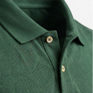 Polo en piqué vert à manches courtes pour homme, décontracté, respirant, coupe classique, design tricoté uni - Product Image 4