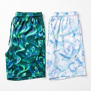 Custom Aurora Borealis Quartz <b>Crystal</b> <b>Cluster</b> Pattern Mesh Shorts Men’s Athletic Sublimation Basketball Training Shorts - Product Image 1