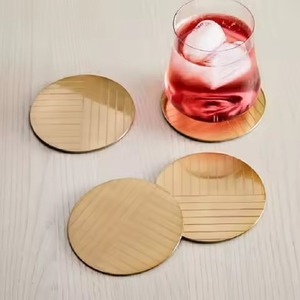 Contemporary Metal Coaster Set Modern Beverage <b>Protectors</b> for Office Desk Coffee <b>Table</b> Restaurant Hotel Home Decor - Product Image 3