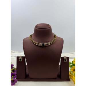 Indian Ethnic Komal Victorian Premium Hasli Gold Plated Bridal Earring <b>Set</b> - Product Image 2