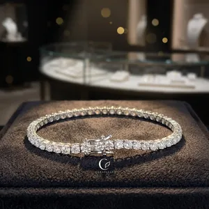 กำไลข้อมือเพชรเทียม 14K ทองคำ 6.45 กะรัต ประดับเพชร 49 เม็ดทรงบริลเลียนท์ รับรองโดย IGI ตัวเรือนแบบ Claw Setting เครื่องประดับหรูหราสำหรับงานแต่งงาน - Product Image 5