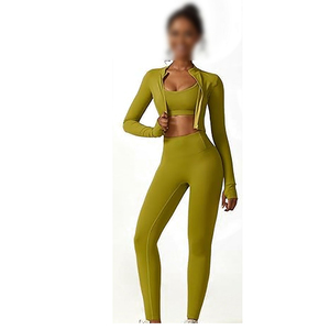Trendy Plus Size Reversible 3-Piece Yoga Activewear <b>Set</b> Women Crop Top Long <b>Gym</b> Fitness Outfit Breathable Elastic Waist - Product Image 3