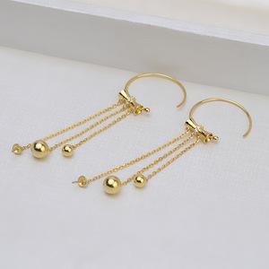 Juego de Pendientes Colgantes de Plata de Ley S925 Han, con 3 Cadenas, Gancho para Oreja, Collar con Colgante para Mujer, Accesorios de Joyería DIY, Bandeja para Perlas Vacías 1276 - Product Image 3