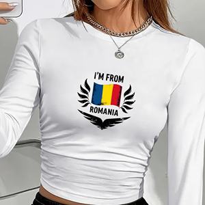 Camisa de manga larga de moda para mujer con diseño de bandera I M DE RUMANIA - Product Image 4