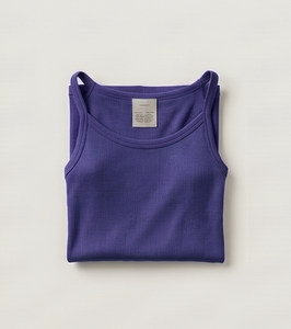 <b>Women's</b> Purple Sleeveless <b>Tank</b> <b>Top</b> O-Neck Solid Color <b>Knitted</b> Casual Wear Breathable - Product Image 4