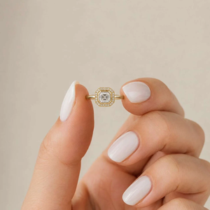 Elegante Anillo de Compromiso con Diamante Corte Asscher, Engaste de Oro Rosa, Joyería Fina Clásica para Mujer - Product Image 2
