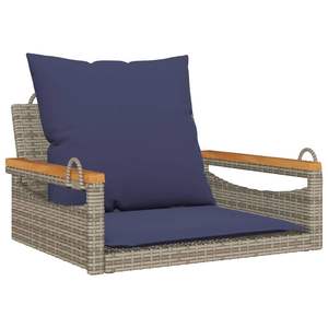 Gris 24,8 "x 24,4" x 15,7 "Poly Rattan Patio Columpio Banco con Cojines - Product Image 2