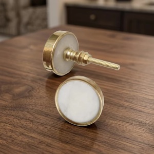 Modern <b>White</b> Resin Wooden Bone Horn Brass Cabinet <b>Knobs</b> Handles for Kitchen Bathroom Bedroom Living Room Dressers Wardrobe - Product Image 2