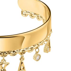 Bracelet manchette doré avec breloques lettres suspendues, élégant accessoire de mode pour femmes et jeunes filles, cadeau de fête - Product Image 3