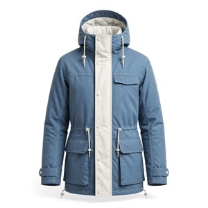 Veste matelassée longue bleue pour homme, imperméable, décontractée, avec capuche, poches, col montant et fermeture éclair - Product Image 1