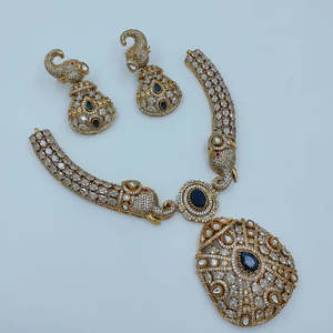JeweleMarket 10575683BLU Conjunto de Collar con Diseño de Elefante y Diamantes Americanos de Estilo Real, Joyería Fina para Novia con Perla como Piedra Principal - Product Image 5