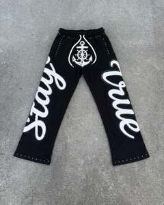 New Arrivals Winter 100% Cotton Fleece 500g Screen Printing Rhinestones Double Hood Street Style Zipper Men Hoodie <b>Sets</b> - Product Image 6