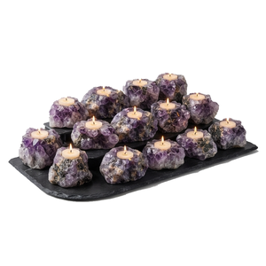 Portavelas de Piedra Natural Tallada a Mano de Cristal de Amatista, Gema de Ágata Curativa, Venta al por Mayor - Product Image 6